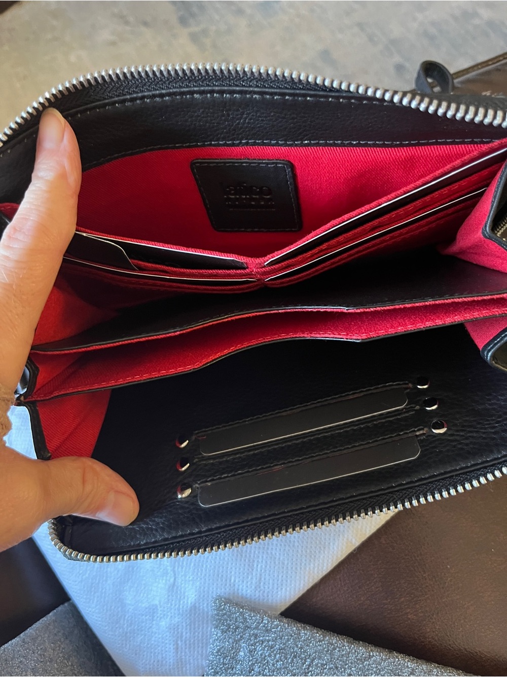Latico Tulum Wallet. Brand New. Black & Ivory Spot Wristlet Clutch Sleek Leather - Picture 7 of 10